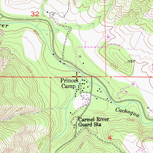 Topographic Map of Cachagua Creek, CA
