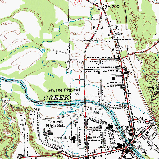 Topographic Map of Gowanda Fire Department, NY