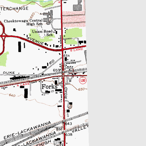 Topographic Map of Forks Fire District 3 Station, NY