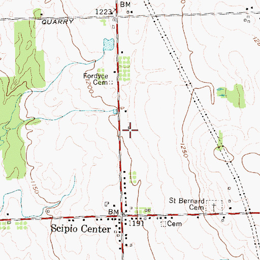 Topographic Map of Scipio Fire Department, NY