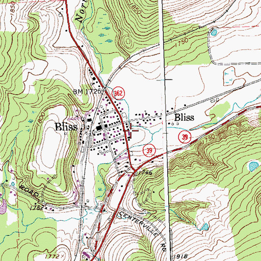 Topographic Map of Bliss Fire Department Eagle Hose Company 1, NY
