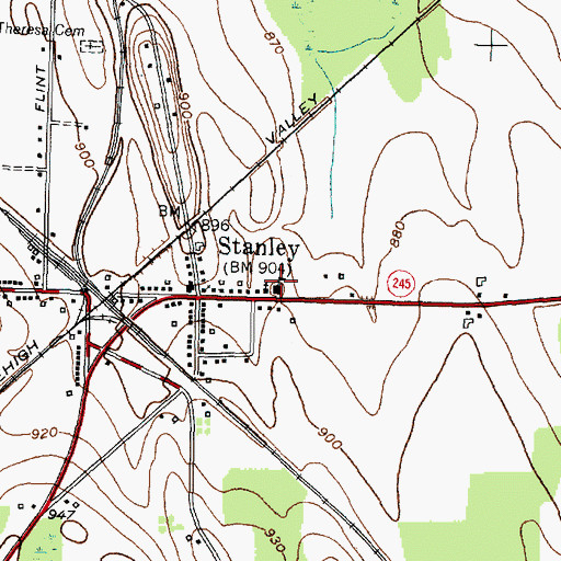 Topographic Map of Stanley Fire Department, NY