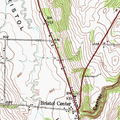 Topographic Map of Bristol Volunteer Fire Department, NY