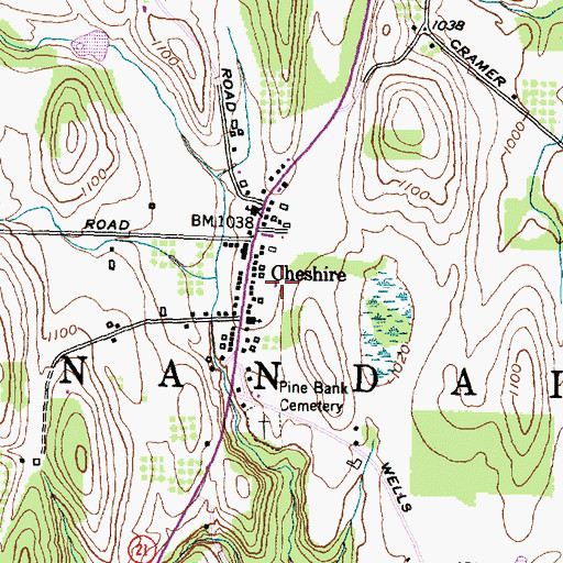Topographic Map of Cheshire Volunteer Fire Department, NY