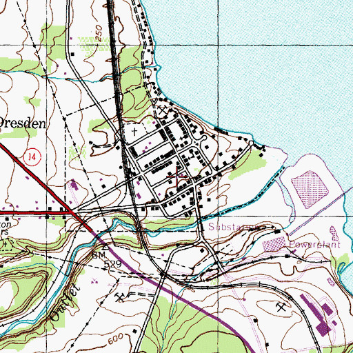 Topographic Map of Dresden Fire Department, NY