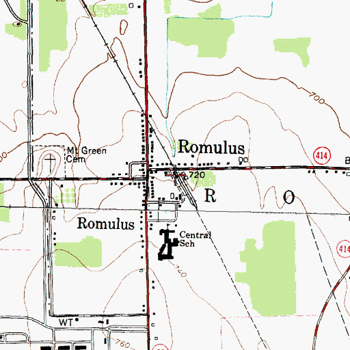 Topographic Map of Romulus Volunteer Fire Department, NY
