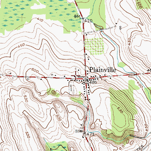 Topographic Map of Plainville Fire District Station 1, NY