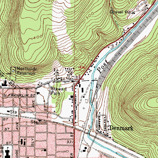 Topographic Map of North Corning Volunteer Fire Department, NY