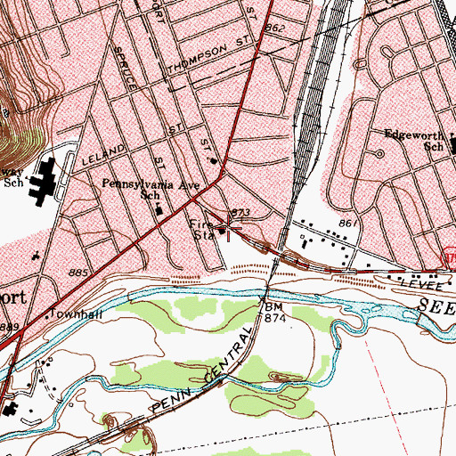 Topographic Map of Southport Fire Department, NY