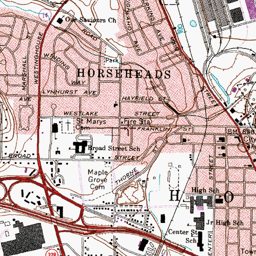 Topographic Map of Town and Country Fire Department, NY