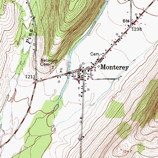 Topographic Map of Monterey Volunteer Fire Company, NY