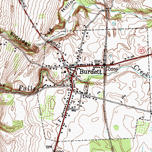 Topographic Map of Burdett Fire Department, NY