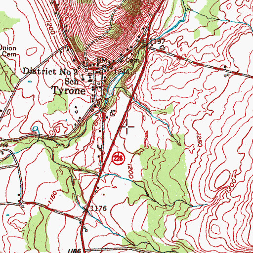 Topographic Map of Tyrone Volunteer Fire Department Company, NY