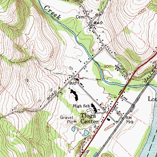 Topographic Map of Tioga Center Fire Department, NY