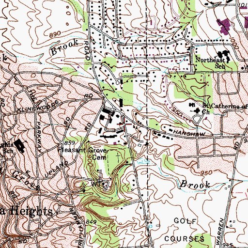 Topographic Map of Cayuga Heights Fire Department, NY