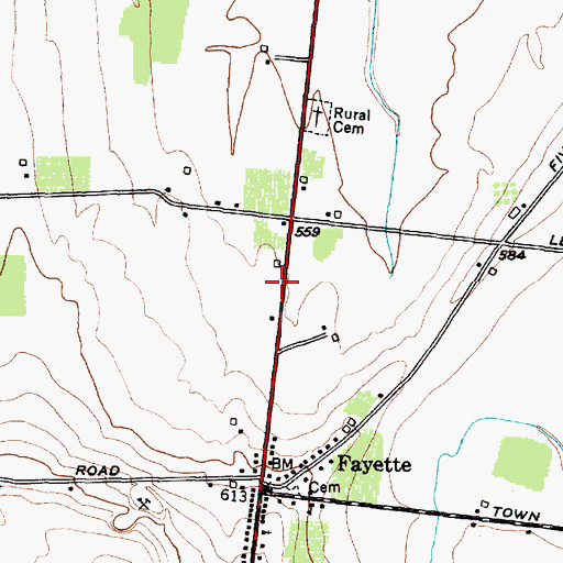 Topographic Map of Fayette Volunteer Fire Department, NY
