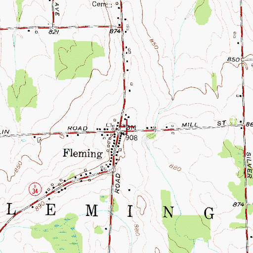 Topographic Map of Fleming Fire Department Station 2, NY