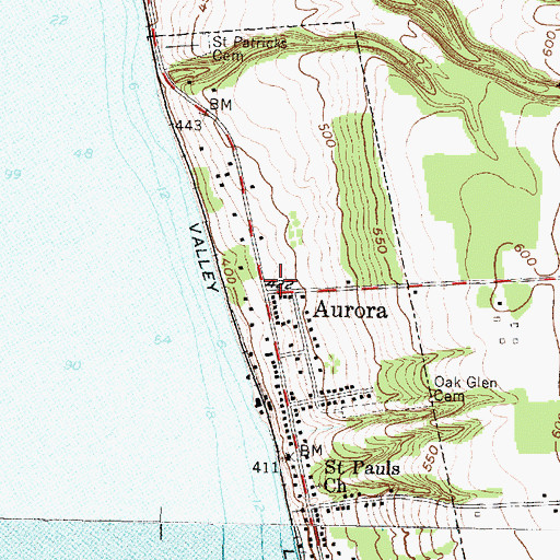 Topographic Map of Aurora Volunteer Fire Department, NY