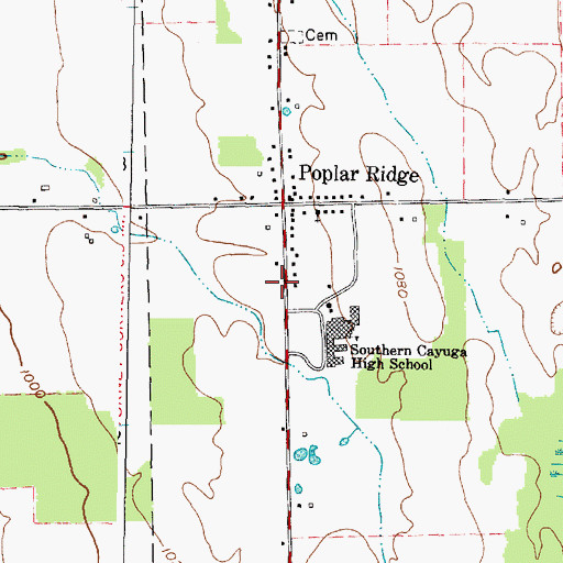 Topographic Map of Poplar Ridge Fire Company, NY