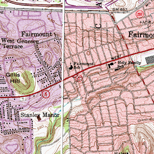 Topographic Map of Fairmont Fire Department, NY