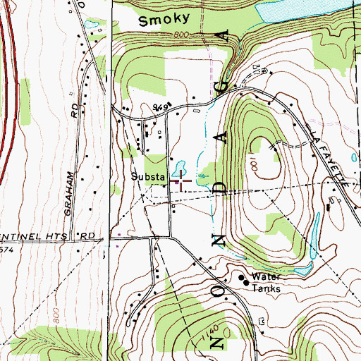 Topographic Map of Sentinel Heights Volunteer Fire Department, NY