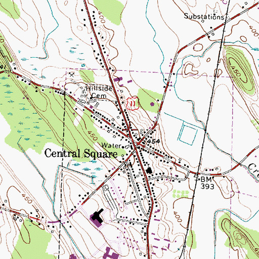 Topographic Map of Central Square Volunteer Fire Company, NY