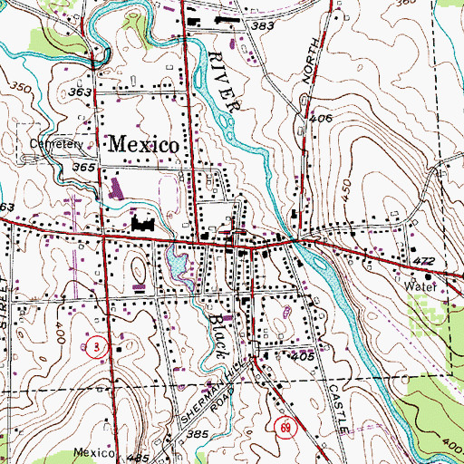 Topographic Map of Mexico Volunteer Fire Department, NY