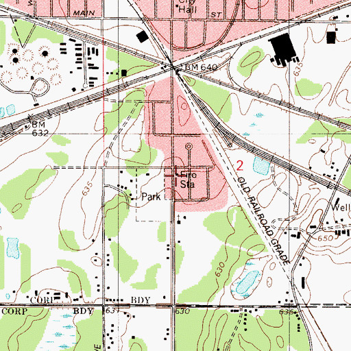 Topographic Map of Griffith Fire Department Station 2, IN