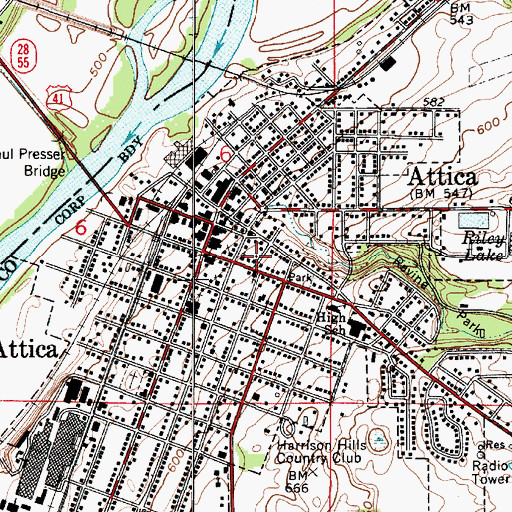 Topographic Map of Attica Fire Department, IN