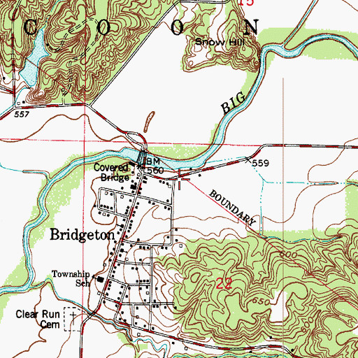 Topographic Map of Bridgeton Fire Department, IN