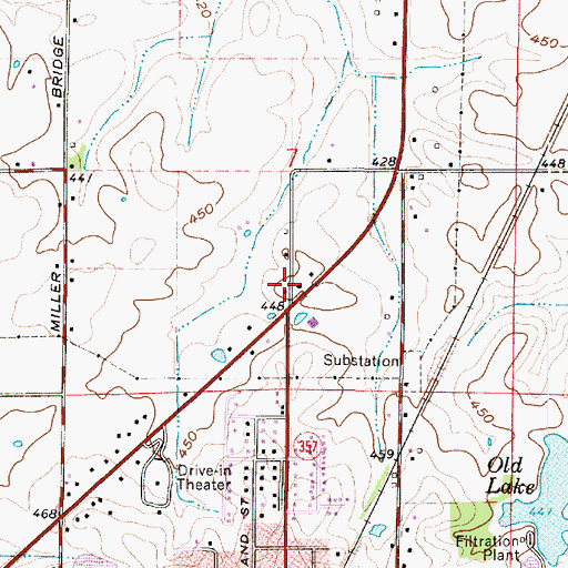 Topographic Map of Columbia Township Volunteer Fire Department, IN