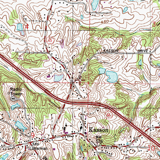 Topographic Map of German Township Volunteer Fire Department, IN
