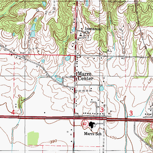 Topographic Map of Marrs Volunteer Fire Department, IN