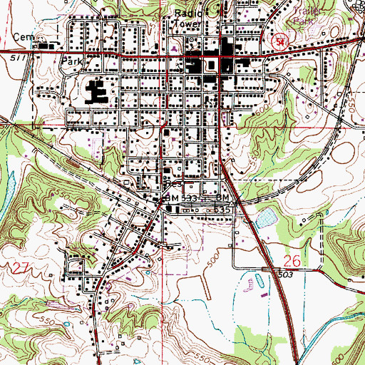 Topographic Map of Bloom Volunteer Fire Department, IN