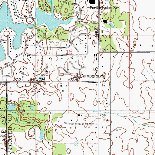 Topographic Map of Lake of Four Seasons Station 1, IN