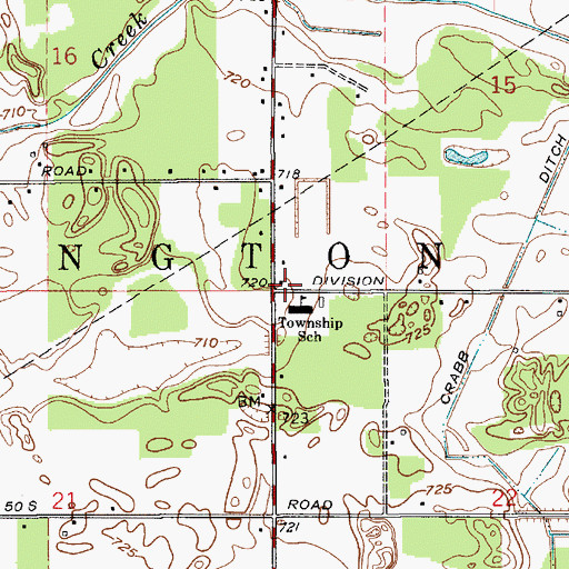 Topographic Map of Washington Township Volunteer Fire Department, IN