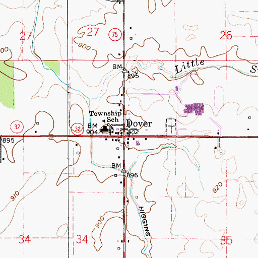 Topographic Map of Advance Fire Department Station 52, IN