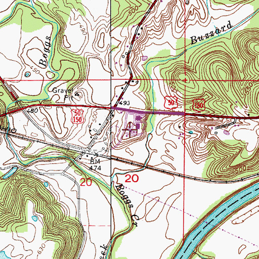 Topographic Map of Martin County Civil Defense and Fire Department, IN