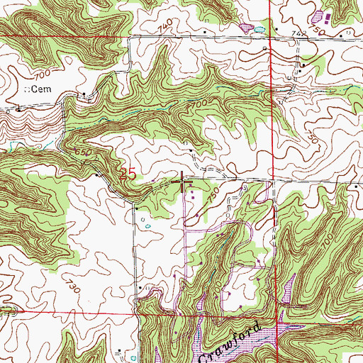 Topographic Map of Shawswick Township Volunteer Fire Department Station 4, IN