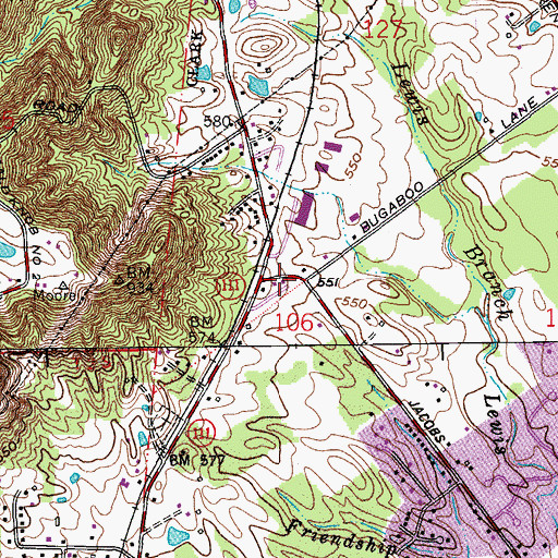 Topographic Map of New Chapel Volunteer Fire Department Station 1, IN