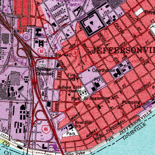 Topographic Map of Jeffersonville Fire Department, IN