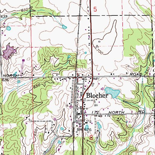 Topographic Map of Johnson Township Volunteer Fire Department, IN
