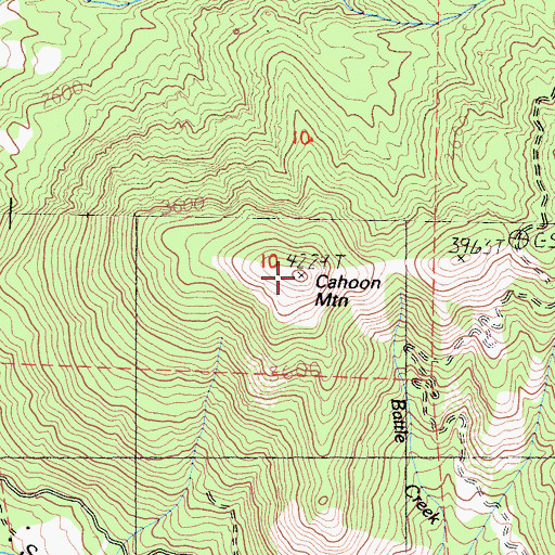 Topographic Map of Cahoon Mountain, CA