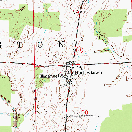 Topographic Map of Jackson - Washington Volunteer Fire Department - Dudleytown, IN