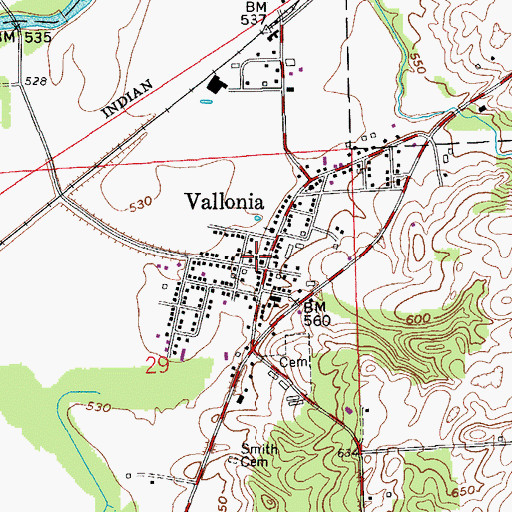 Topographic Map of Driftwood Volunteer Fire Department, IN