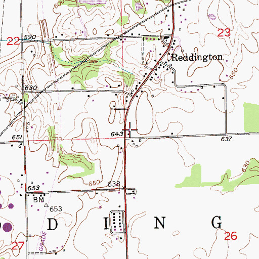 Topographic Map of Redding Township Volunteer Fire Department, IN