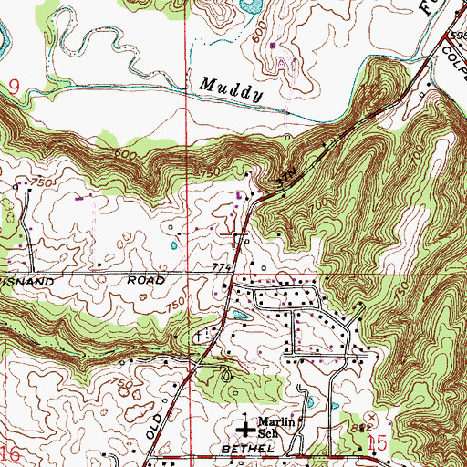 Topographic Map of Bloomington Township Fire Department Station 5, IN