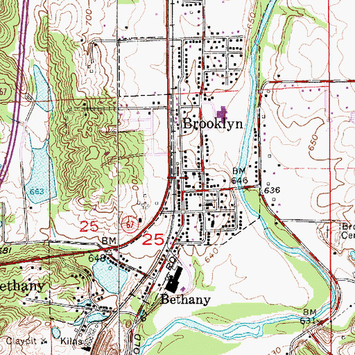 Topographic Map of Brooklyn Fire Station 41, IN