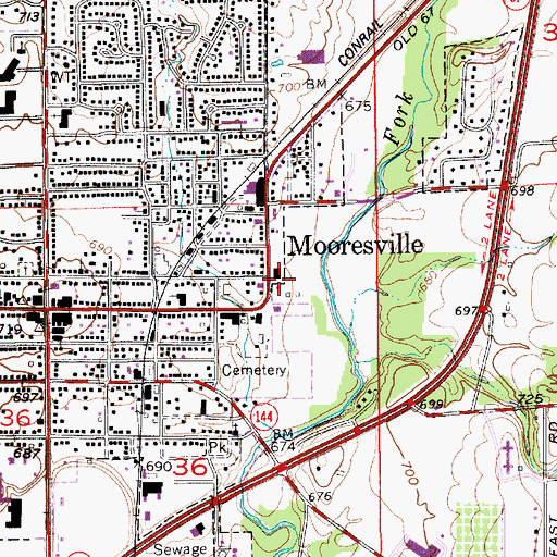 Topographic Map of Brown Township Fire Station, IN