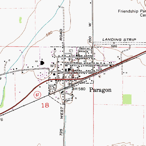 Topographic Map of Paragon Fire Station 17, IN